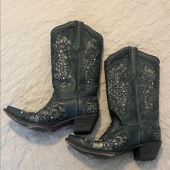 Corral Black Studded Heeled Boots - Picture 2 of 7